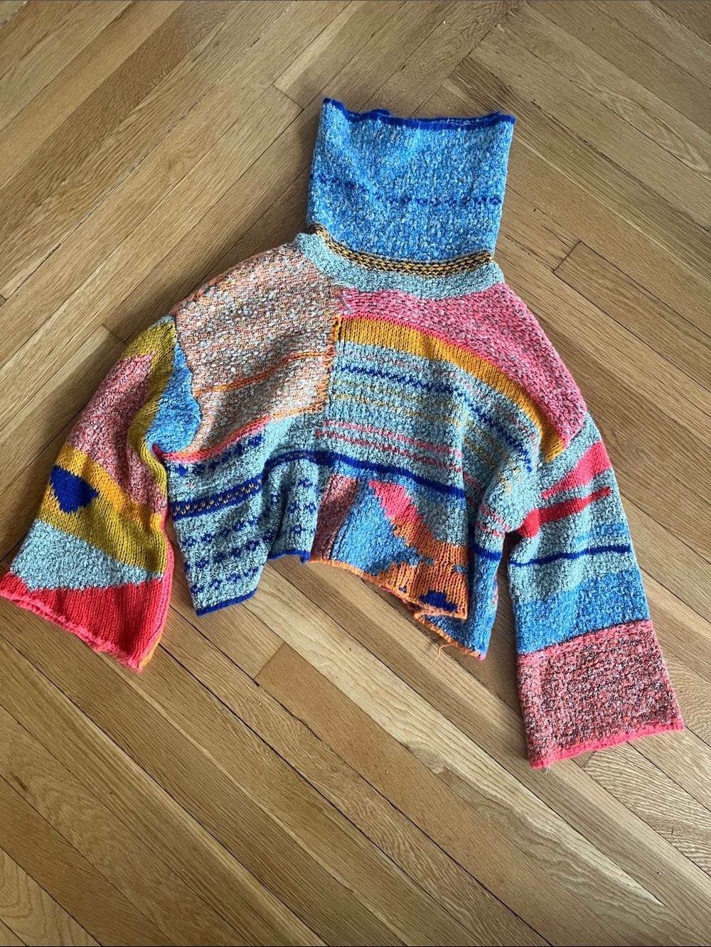 Sincerely Jules Multicolor Striped Cropped Turtleneck Sweater